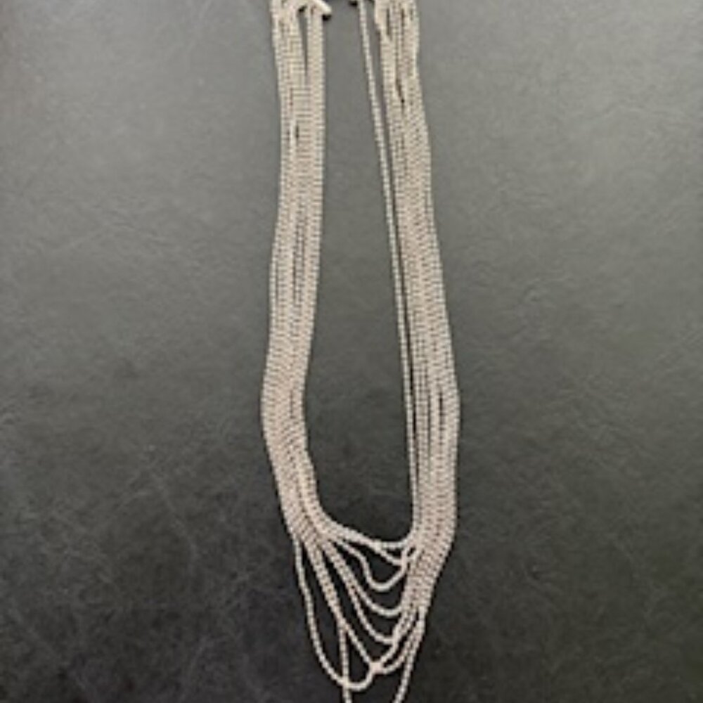 Sterling Silver 8 strand necklace-Multi fasceted beads chain link